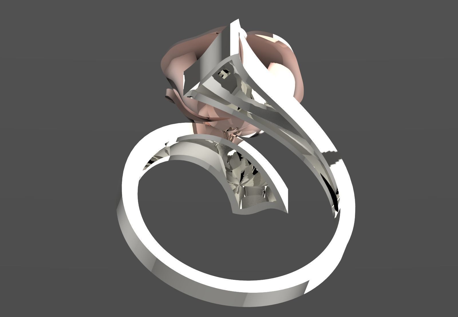 Yellow gold ring with rose design model gr0117 3D print model_14