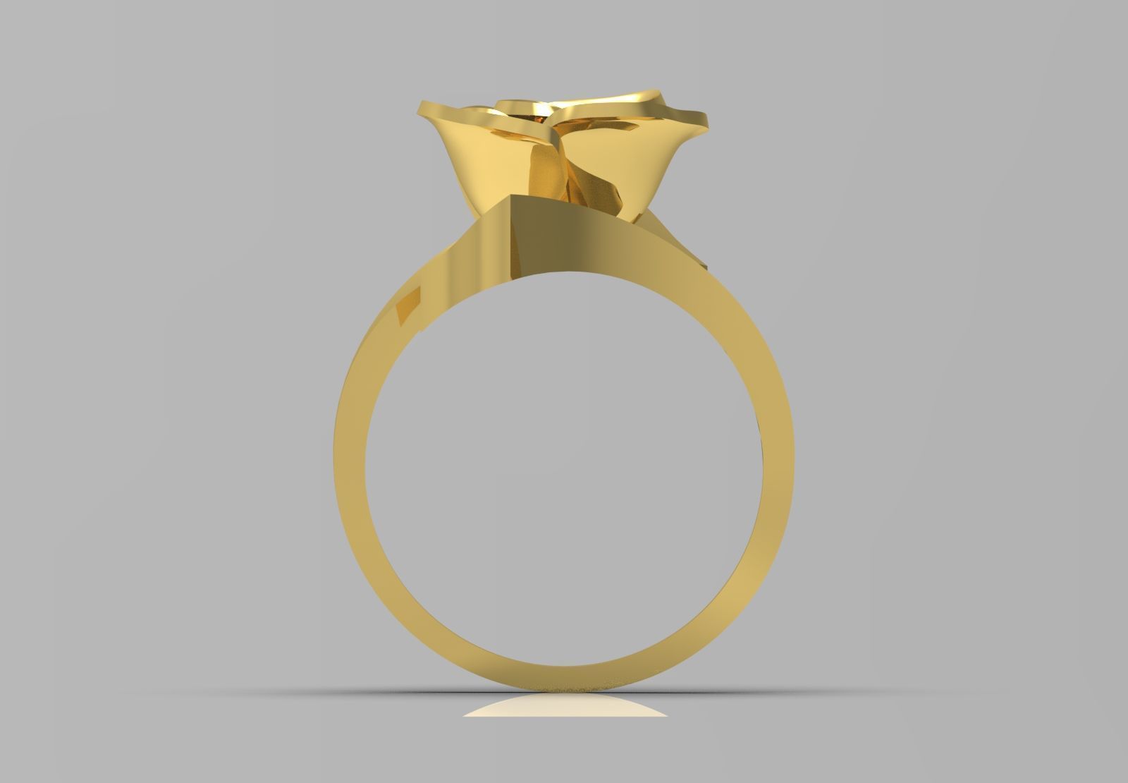 Yellow gold ring with rose design model gr0117 3D print model_1