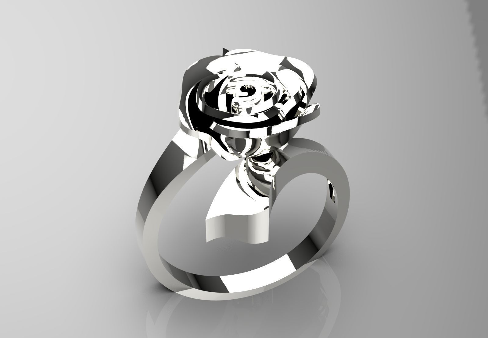 Yellow gold ring with rose design model gr0117 3D print model_11