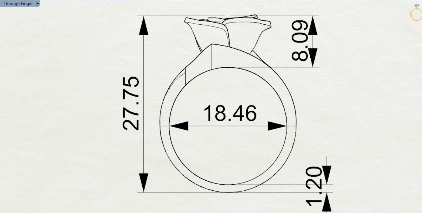 Yellow gold ring with rose design model gr0117 3D print model_23