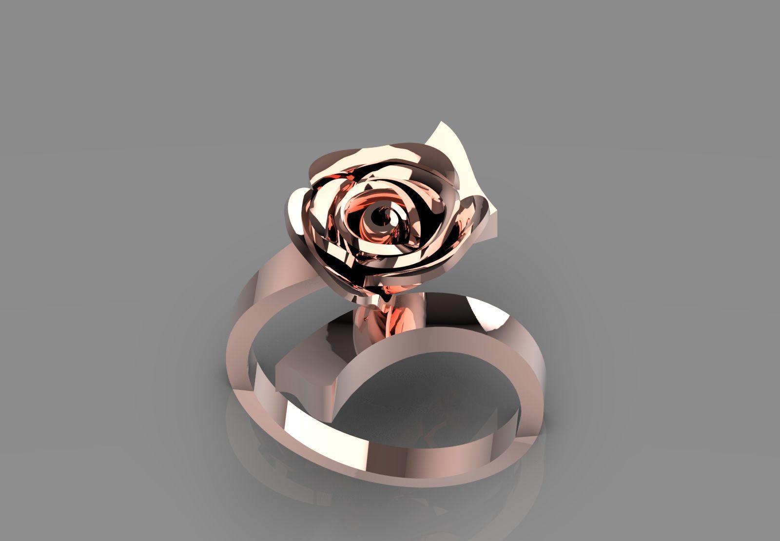 Yellow gold ring with rose design model gr0117 3D print model_16