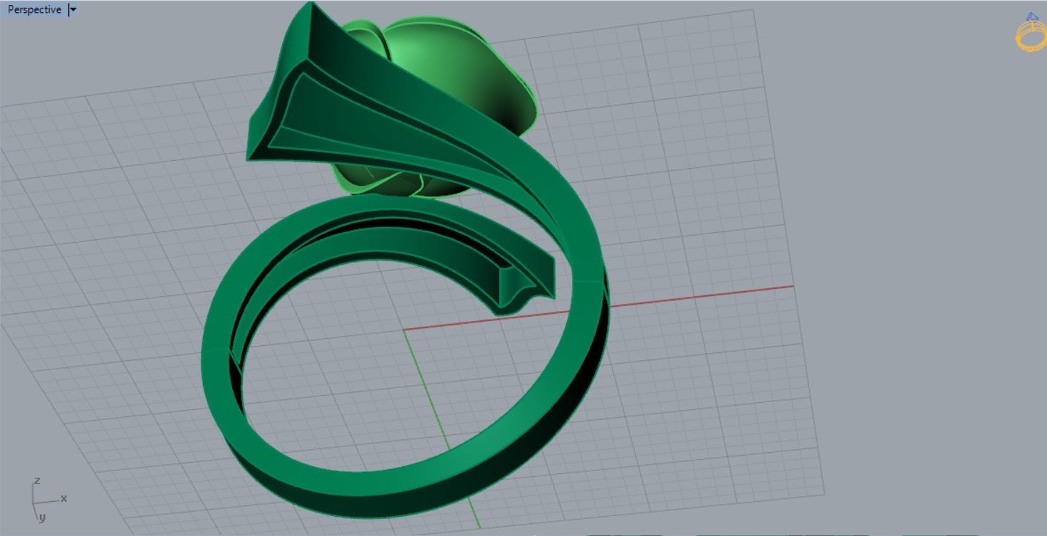 Yellow gold ring with rose design model gr0117 3D print model_5