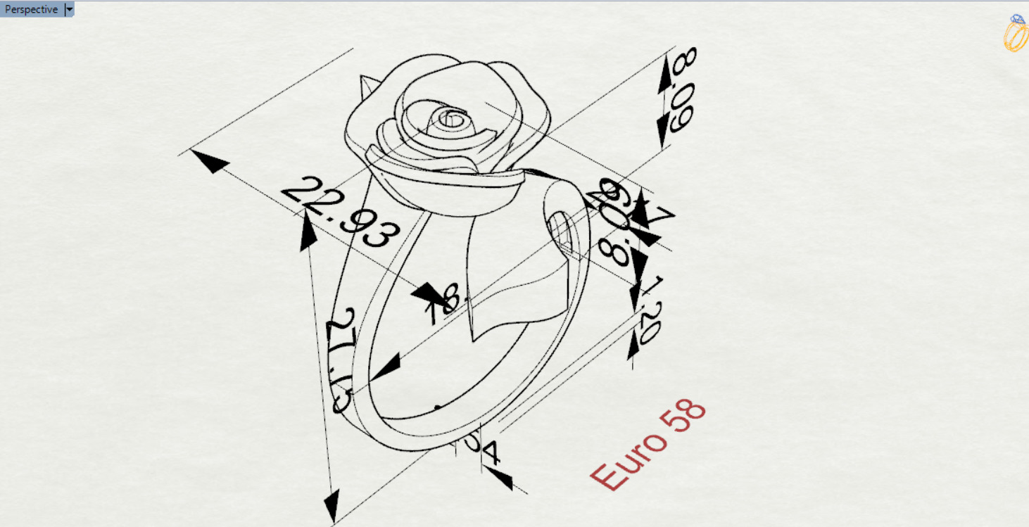 Yellow gold ring with rose design model gr0117 3D print model_21
