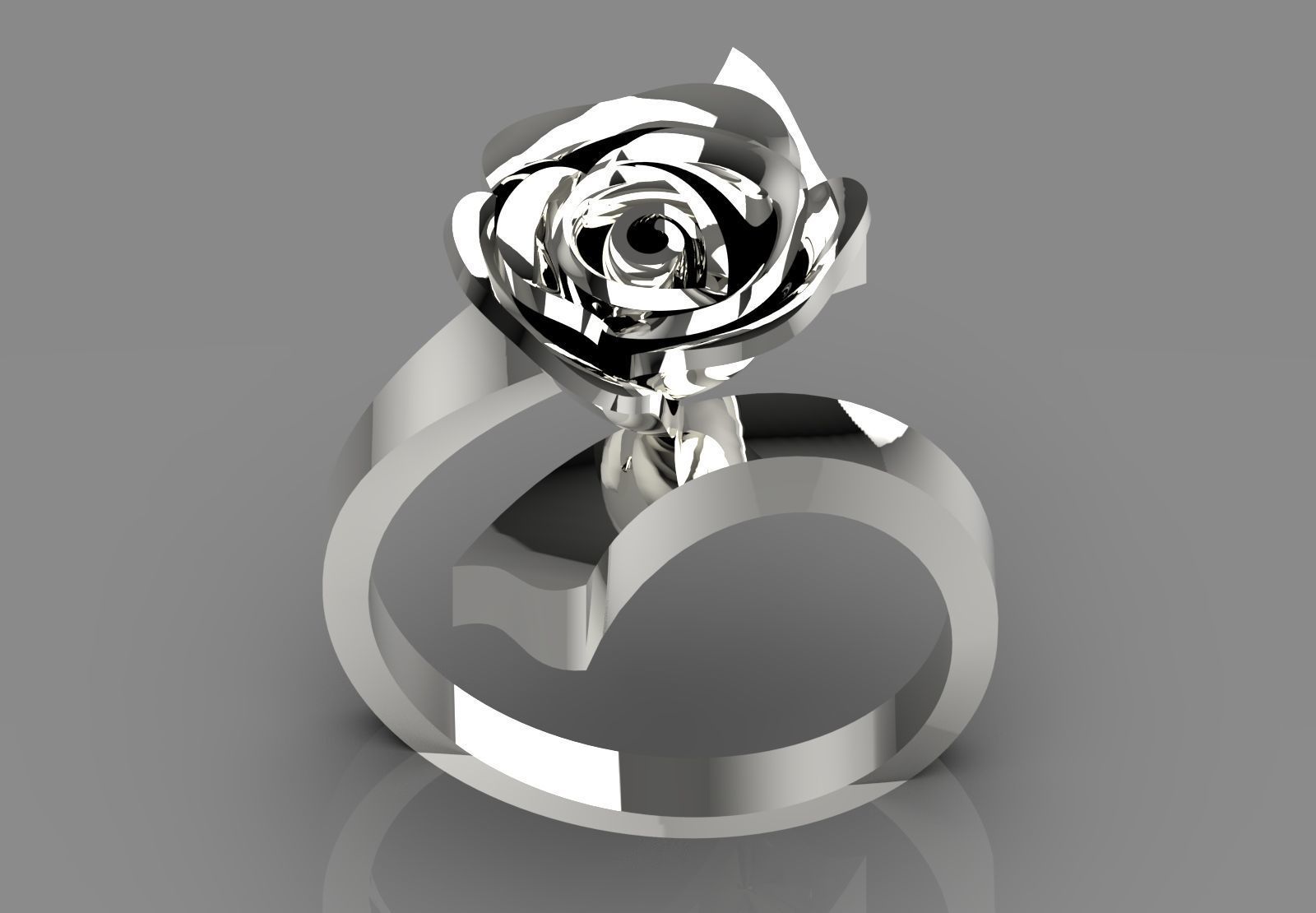 Yellow gold ring with rose design model gr0117 3D print model_12