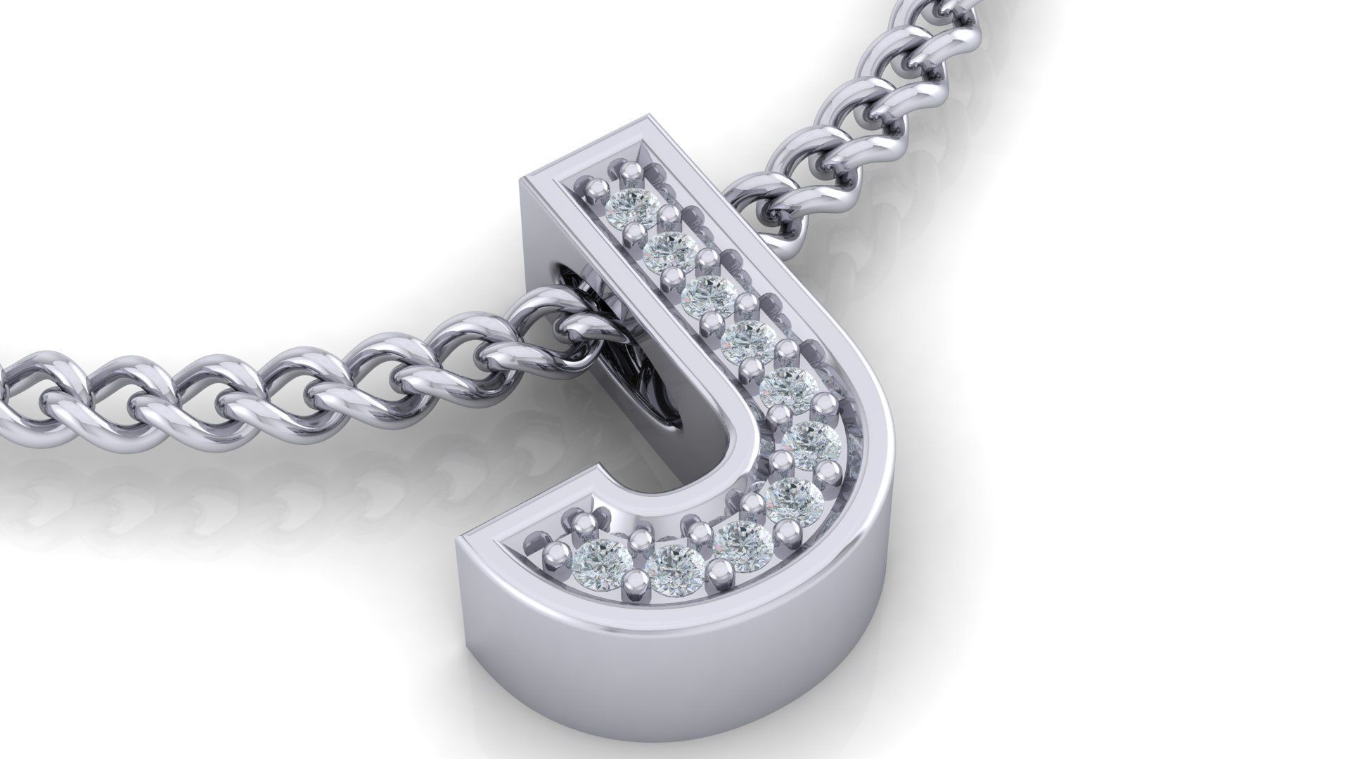 Initial Letter Pendant J 3D print model_2