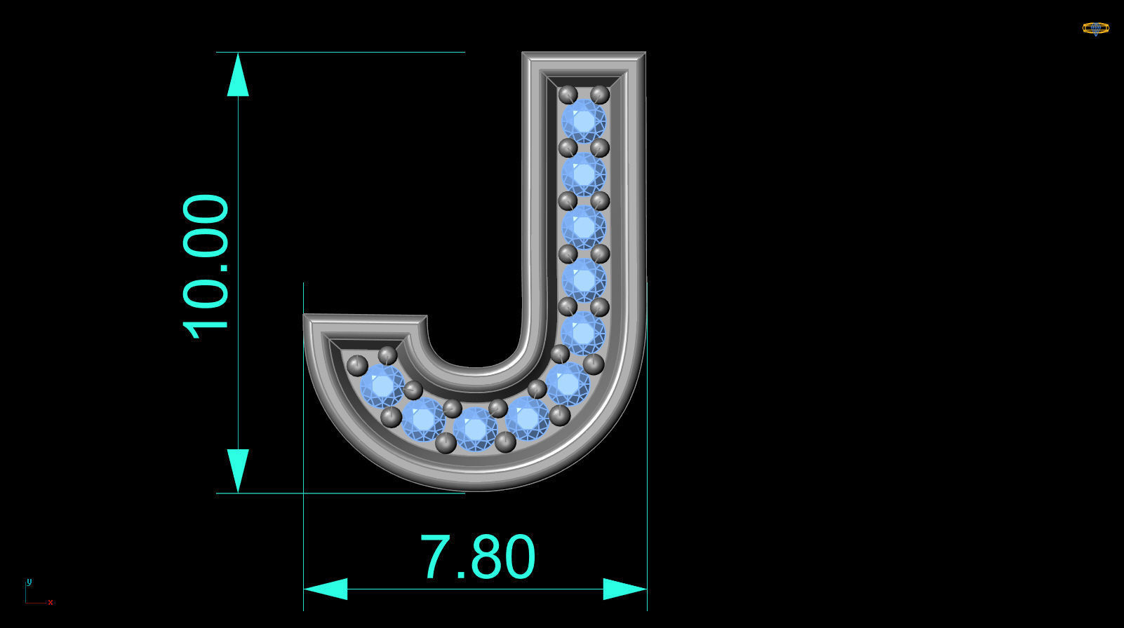 Initial Letter Pendant J 3D print model_3
