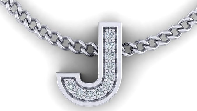 Initial Letter Pendant J 3D print model