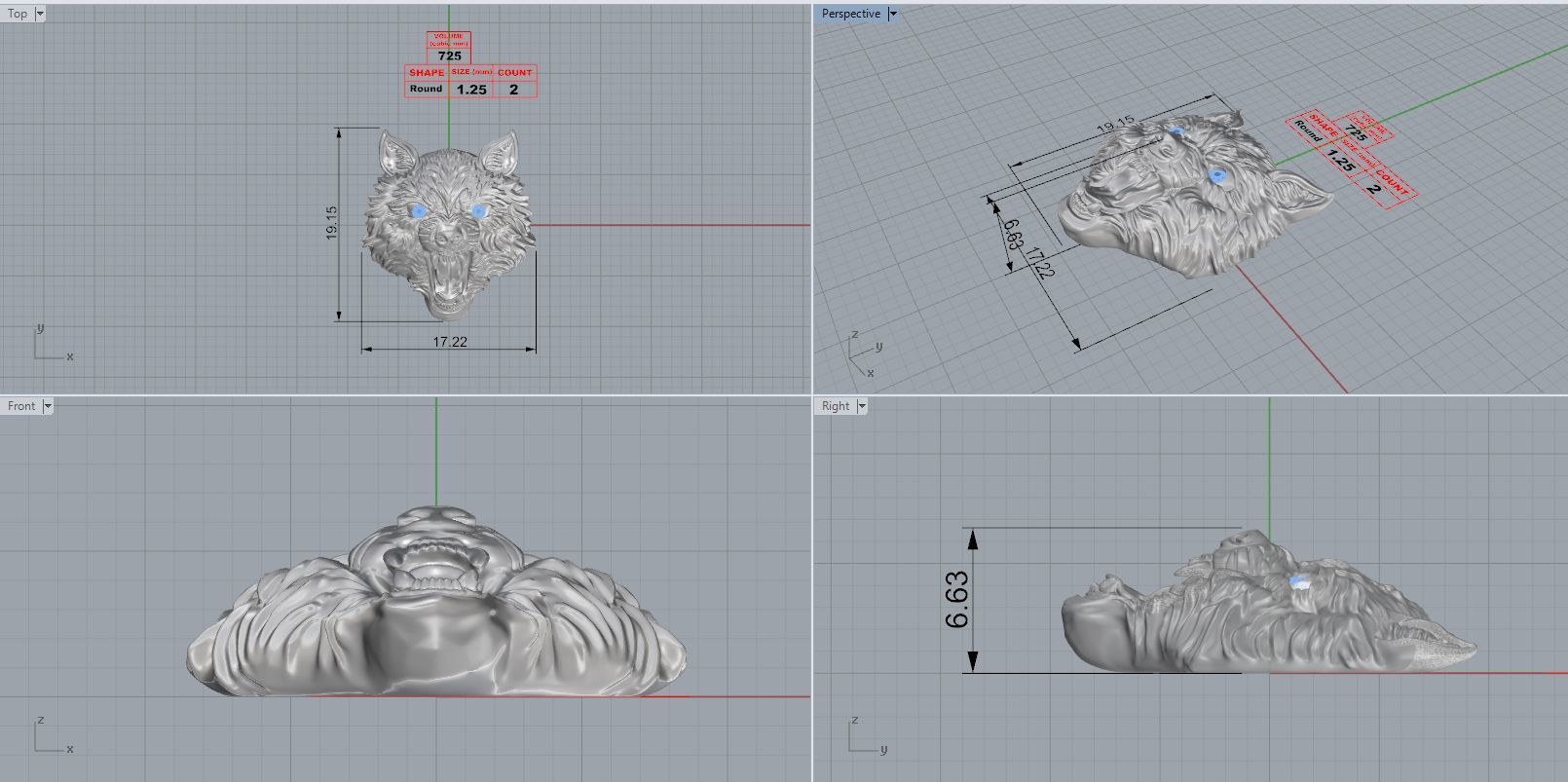 wolf head sculpting 3D print model_4