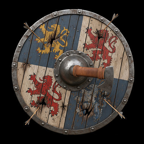 Medieval Wooden Shield - Battle-worn kite shield  Low-poly 3D model