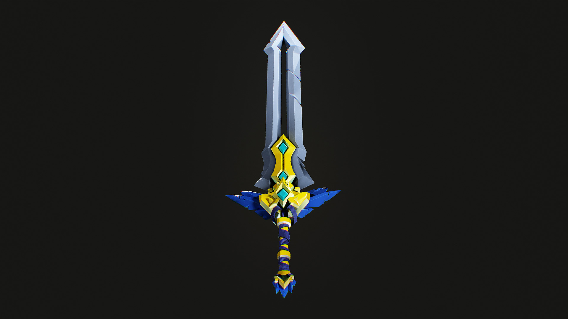 Stylized Fantasy Sword 3D Model Game Ready Asset Low-poly 3D model_2