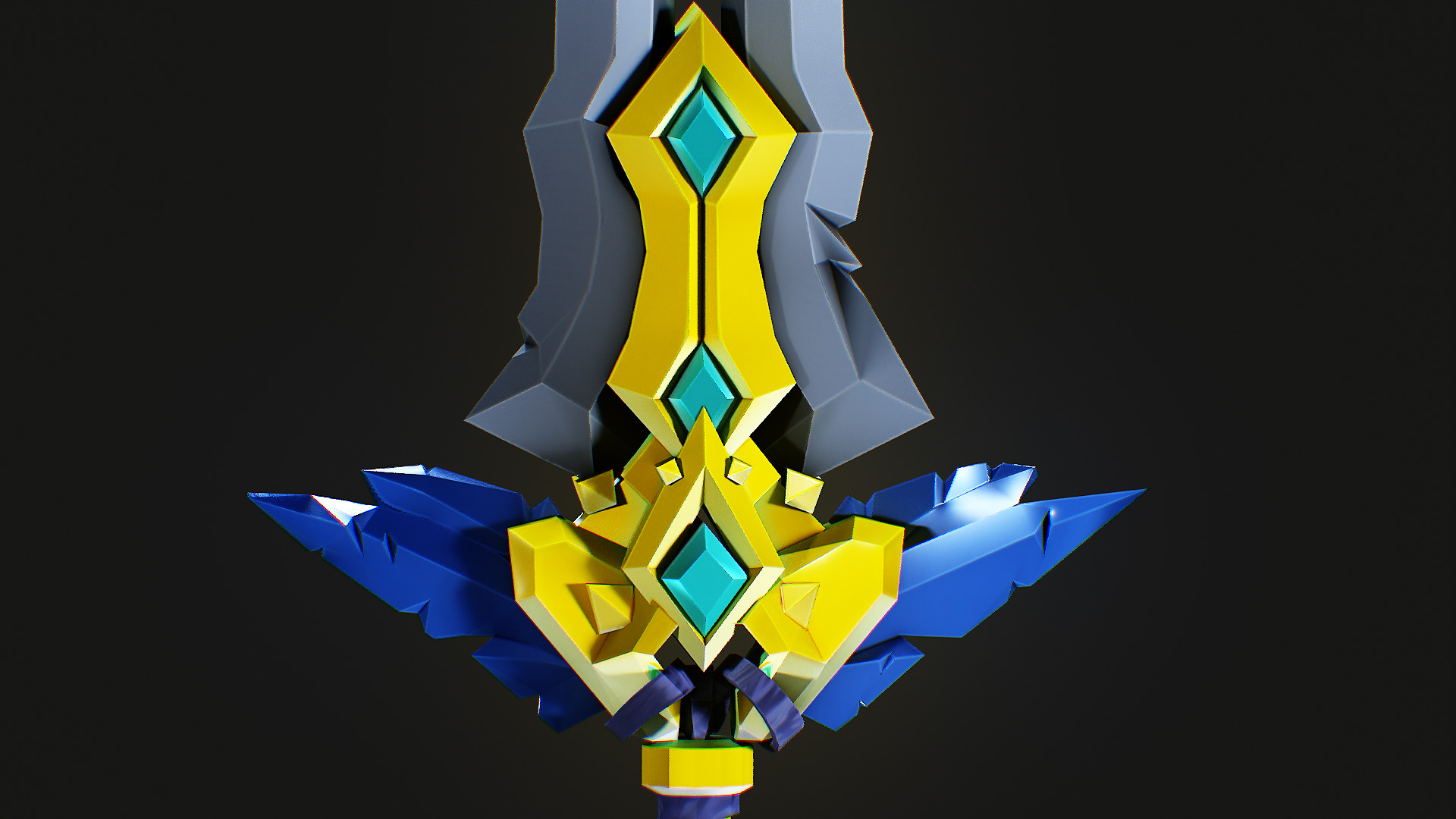 Stylized Fantasy Sword 3D Model Game Ready Asset Low-poly 3D model_3