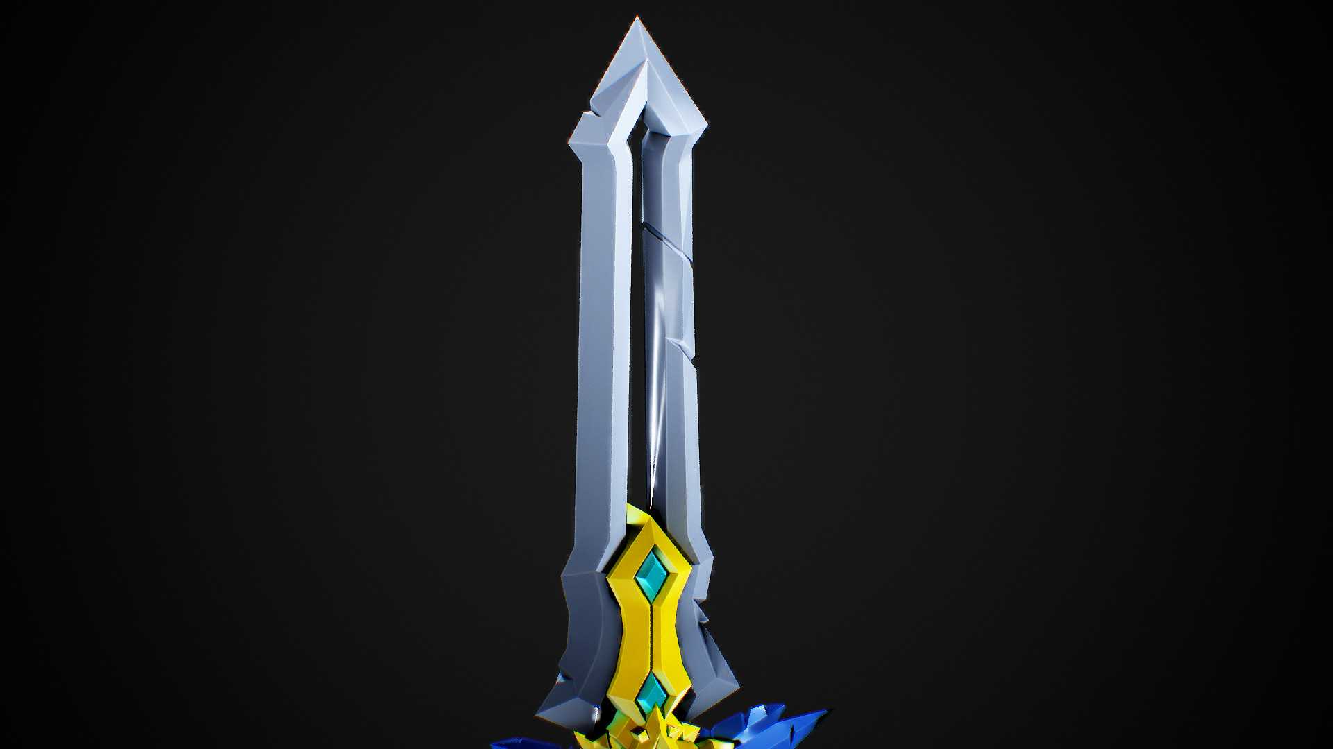 Stylized Fantasy Sword 3D Model Game Ready Asset Low-poly 3D model_5