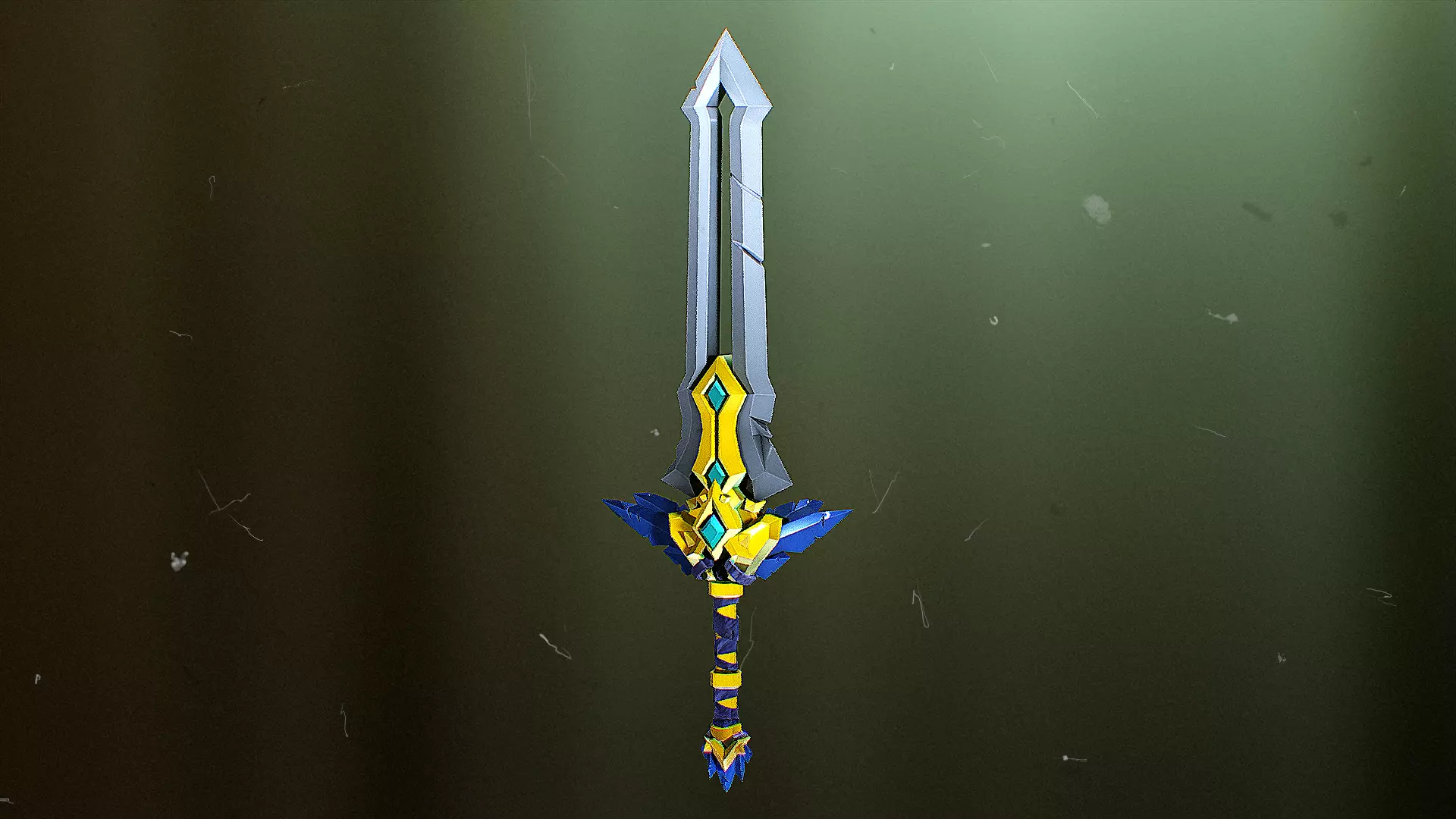 Stylized Fantasy Sword 3D Model Game Ready Asset Low-poly 3D model_0