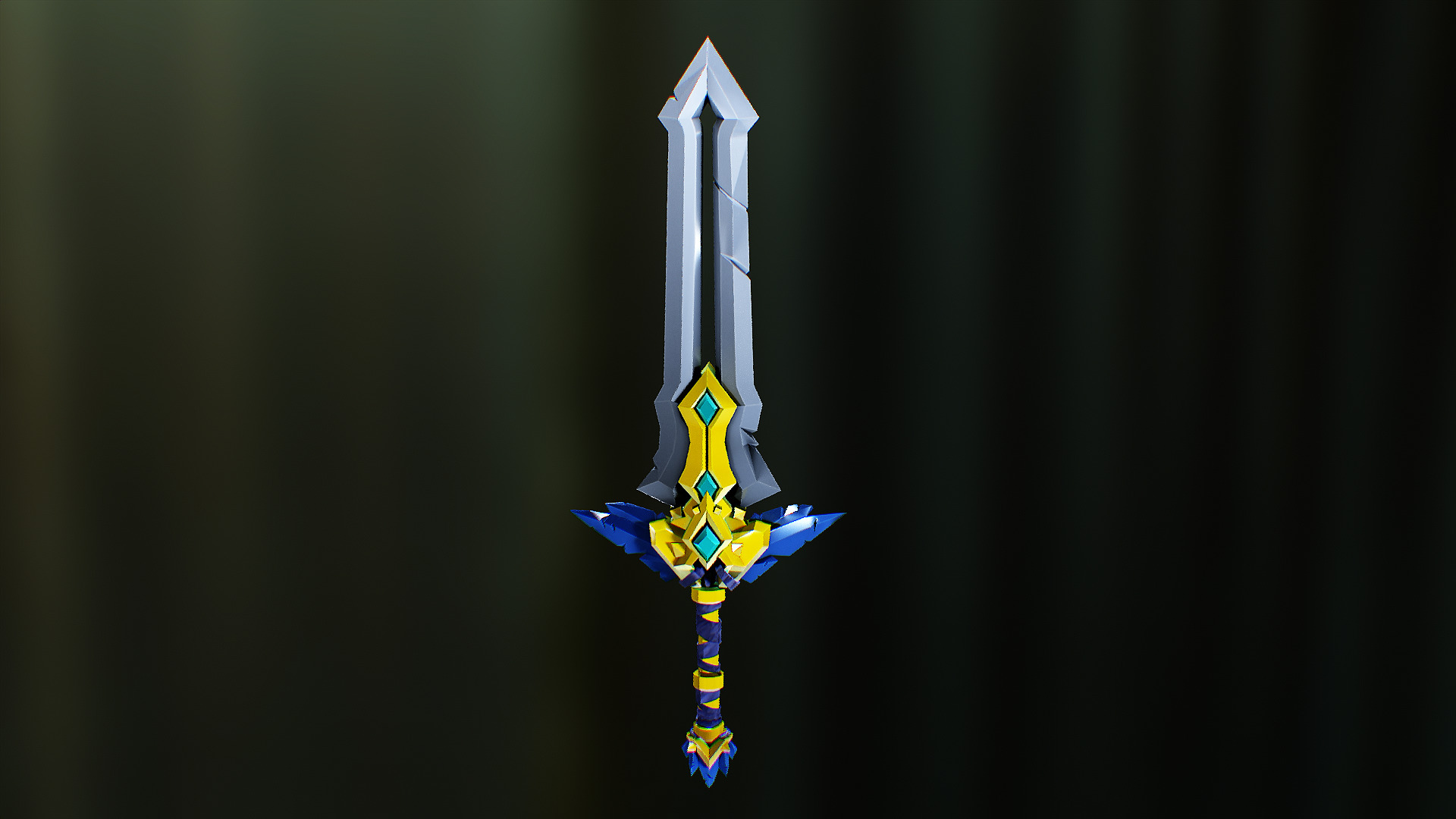 Stylized Fantasy Sword 3D Model Game Ready Asset Low-poly 3D model_1