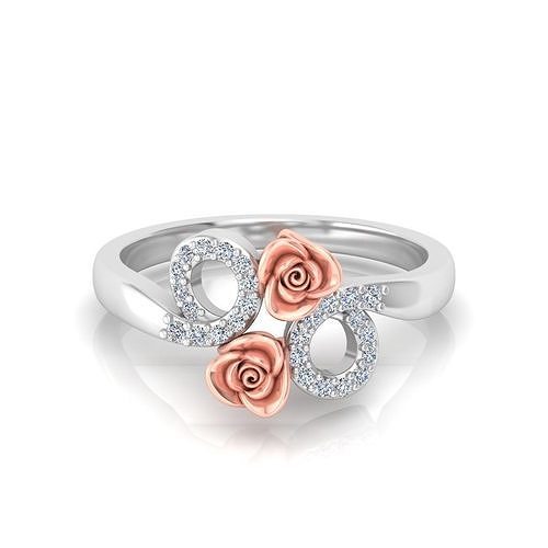 Elegant Rose Gold Floral Diamond Ring 3D print model