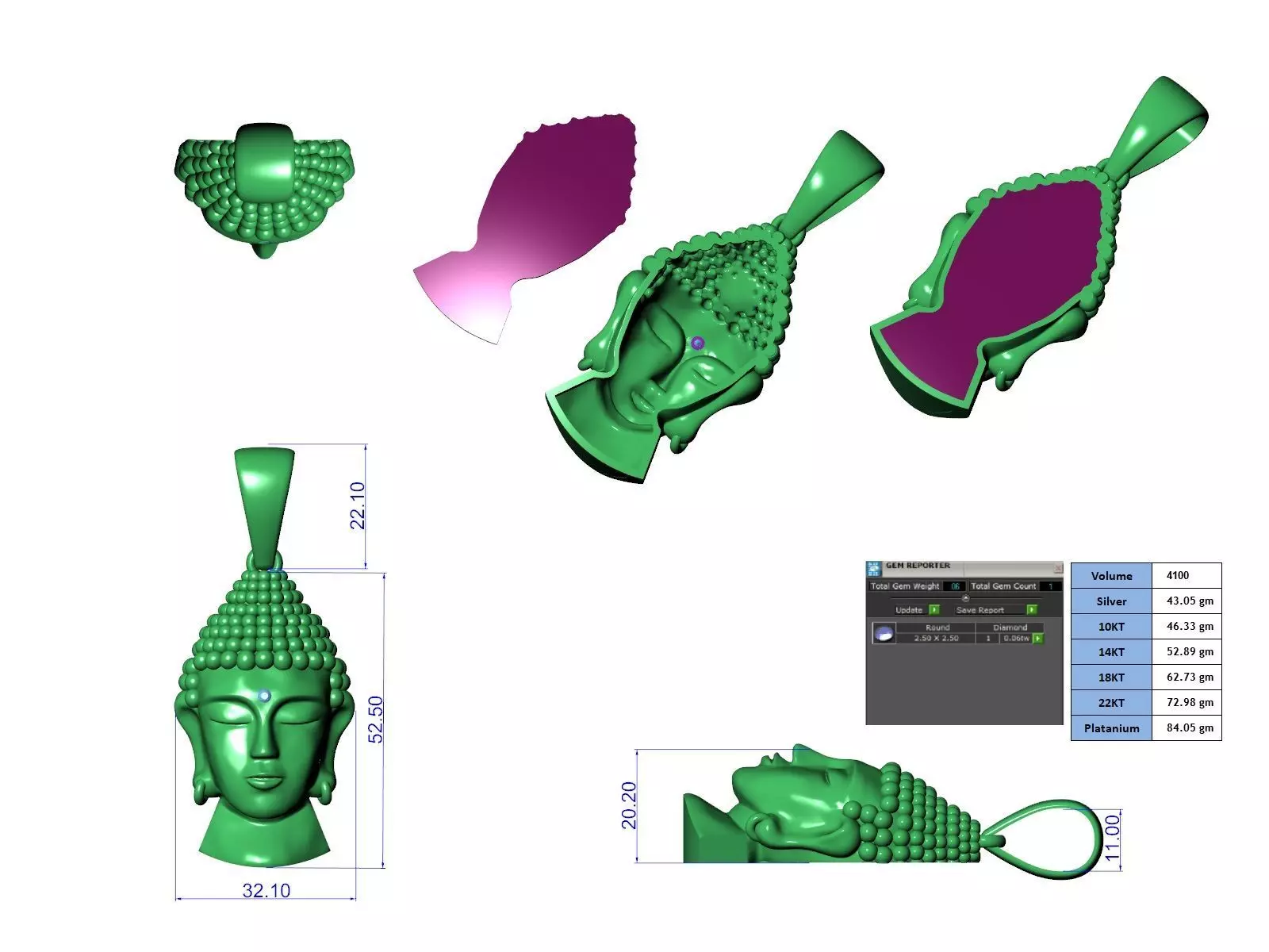 gautam buddha pendant 3D print model_0