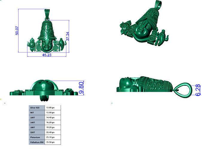 tirupati balaji Pendant hollow  3D print model