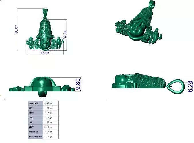 tirupati balaji Pendant hollow 