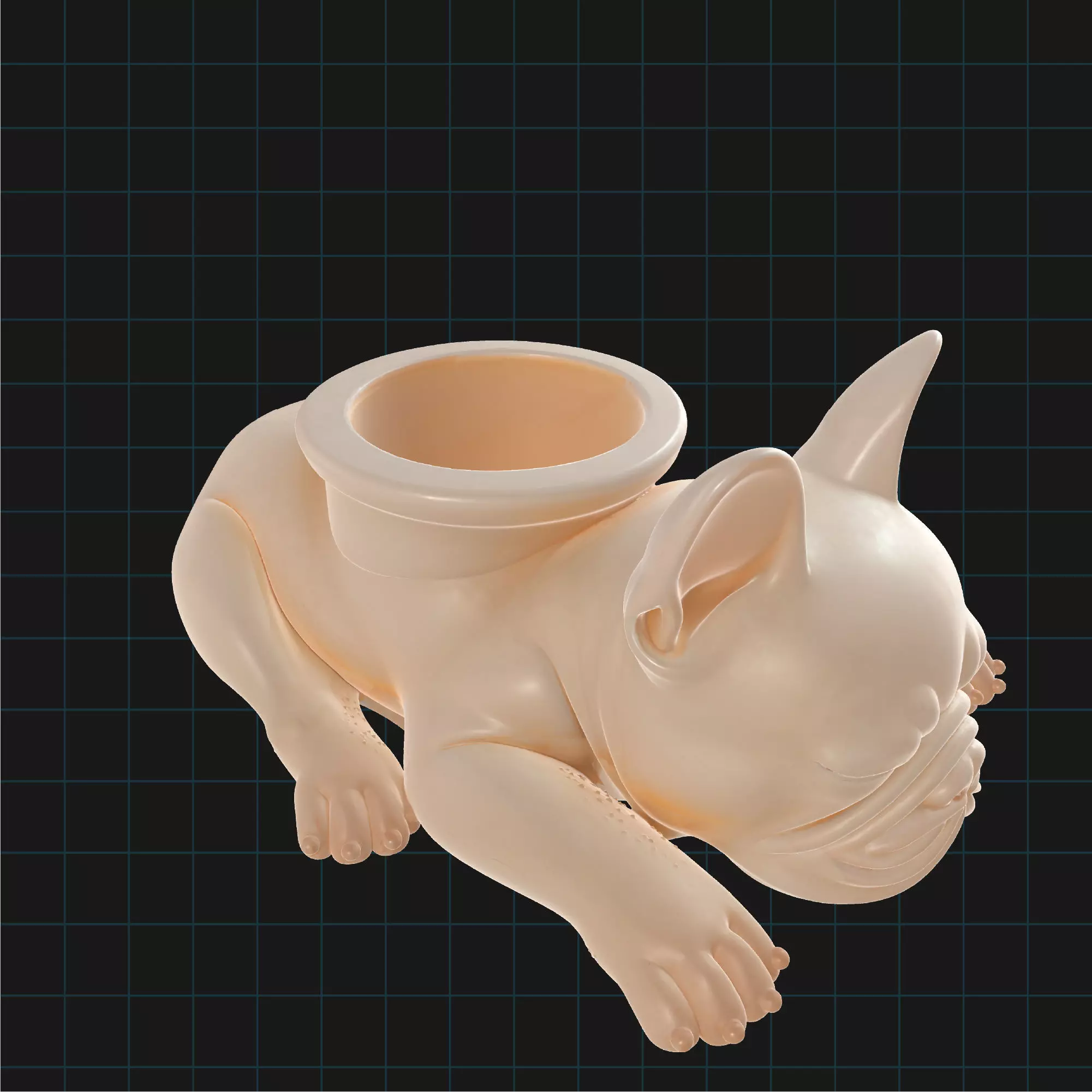 French Bulldog Planter Sleeping Dog Succulent Pot 3D print model
