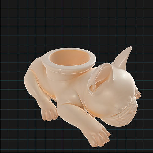 French Bulldog Planter Sleeping Dog Succulent Pot 3D print model