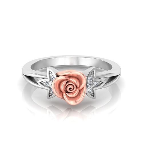 Elegant Rose Design with White Gold Band  3D print model