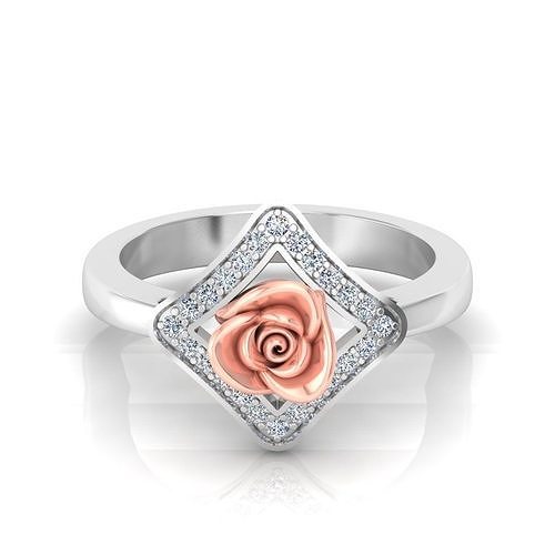Elegant Rose Gold Diamond Floral Ring  3D print model