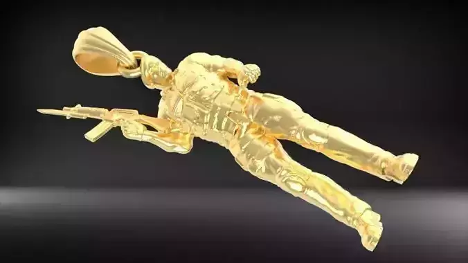 Army Soldier with Gun 3D Pendant