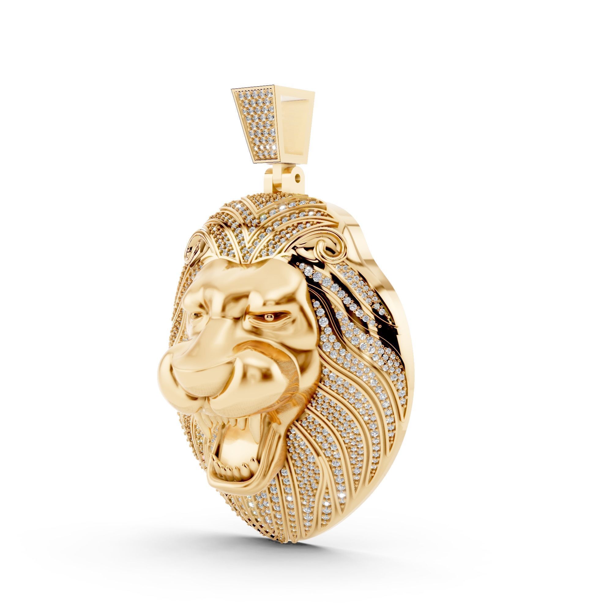 Lion diamond pendant 3d print model 3D print model_2