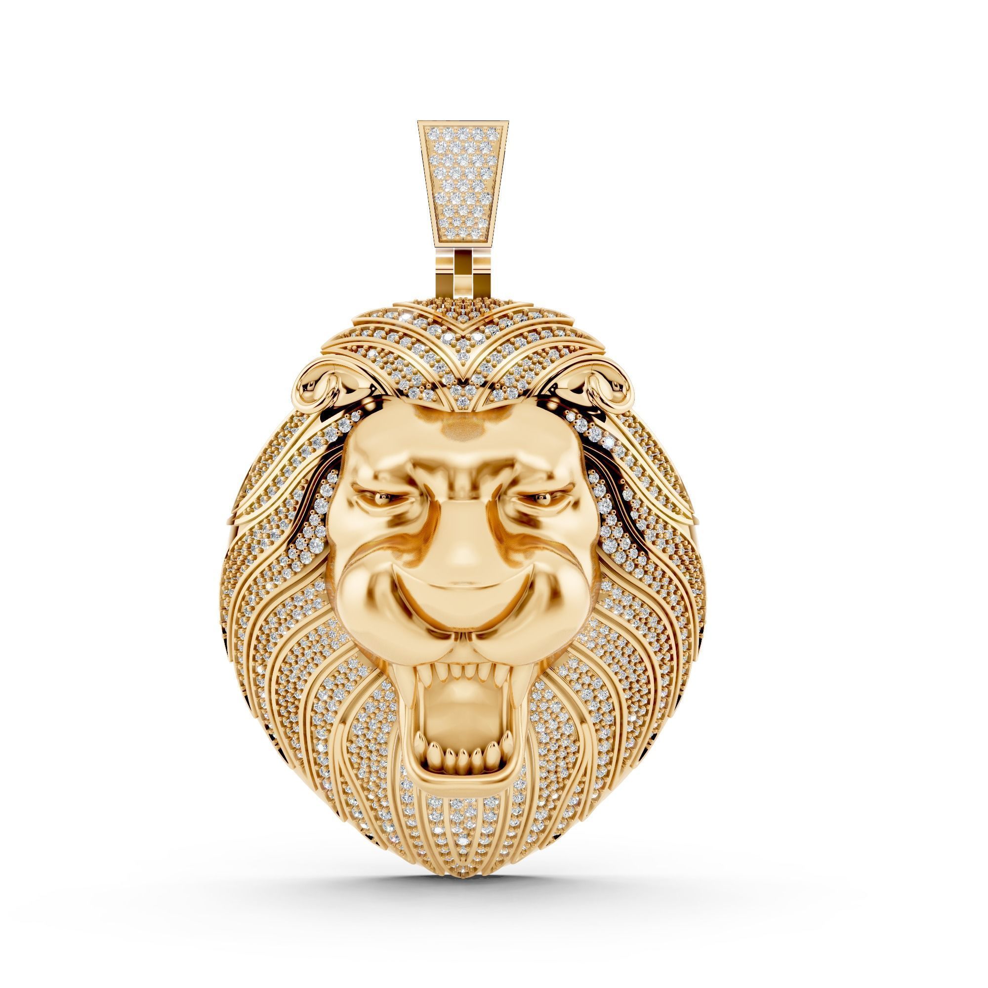 Lion diamond pendant 3d print model 3D print model_4