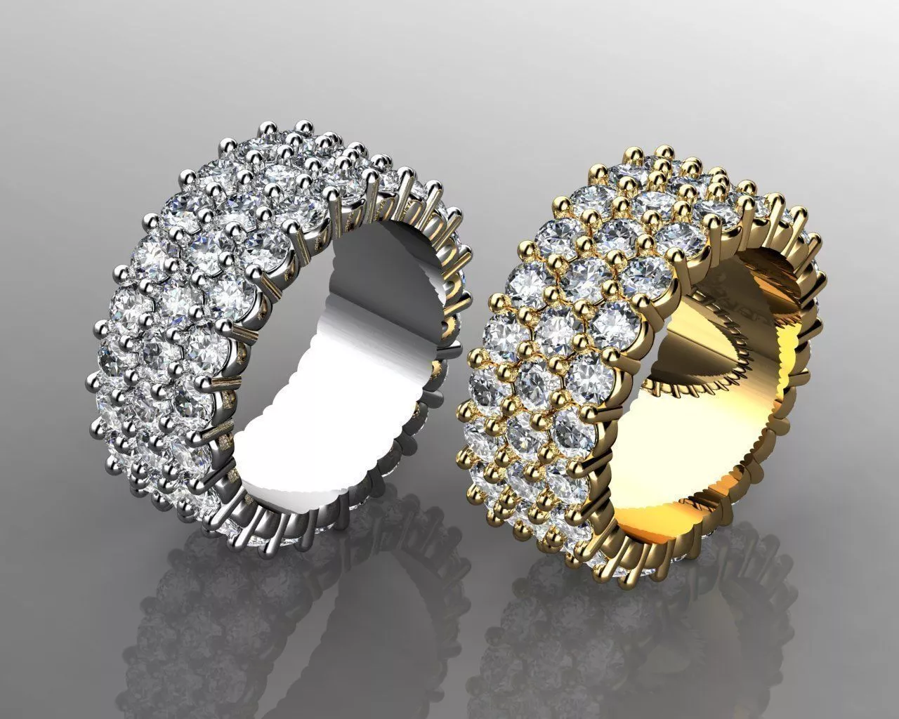 Diamond Wedding Rings for Women 3D print model
