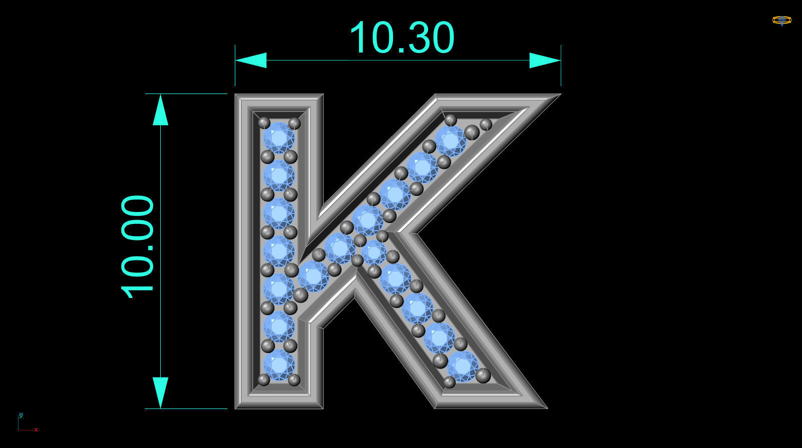 Initial Letter Pendant k 3D print model_3