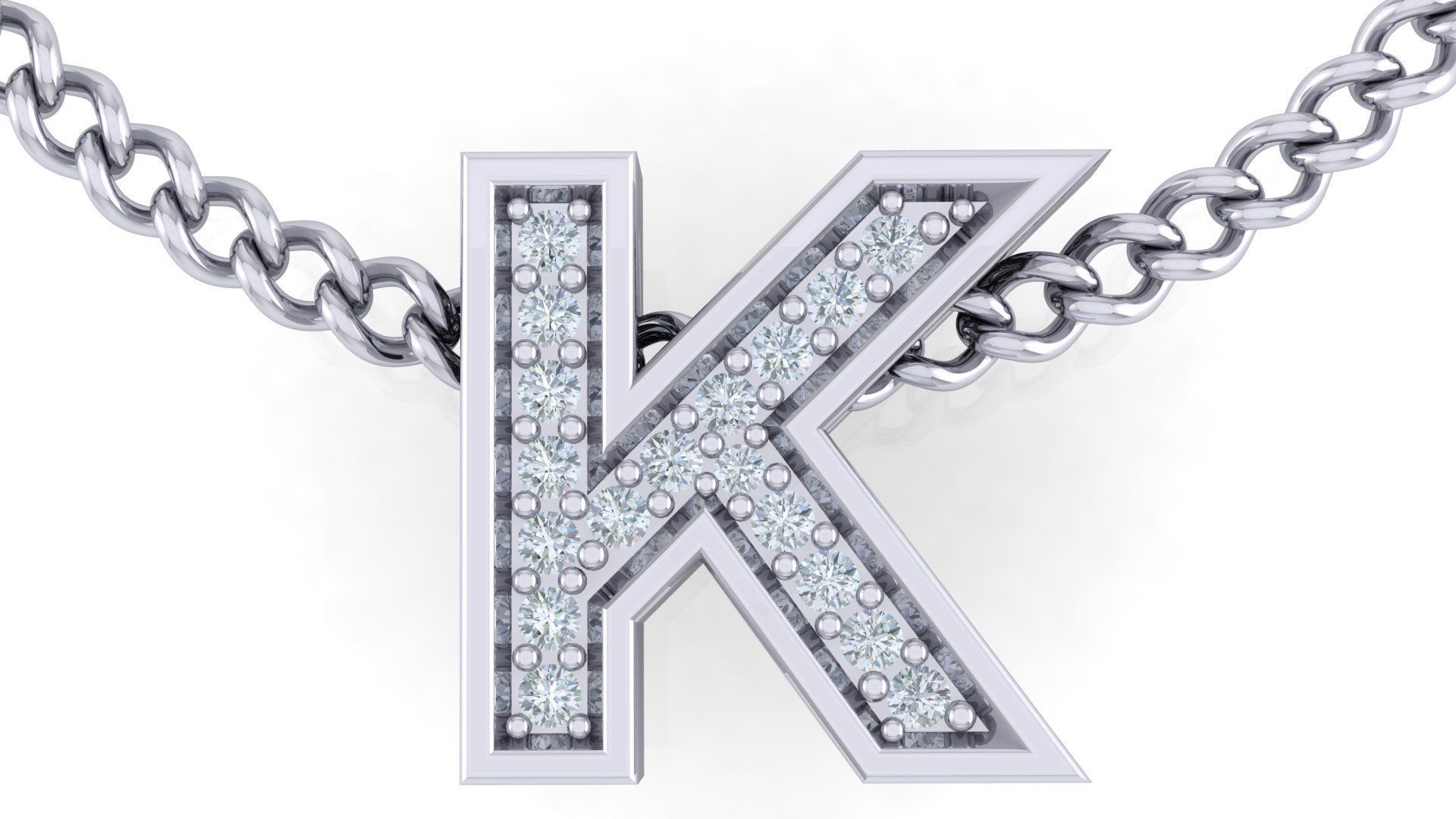 Initial Letter Pendant k 3D print model_2
