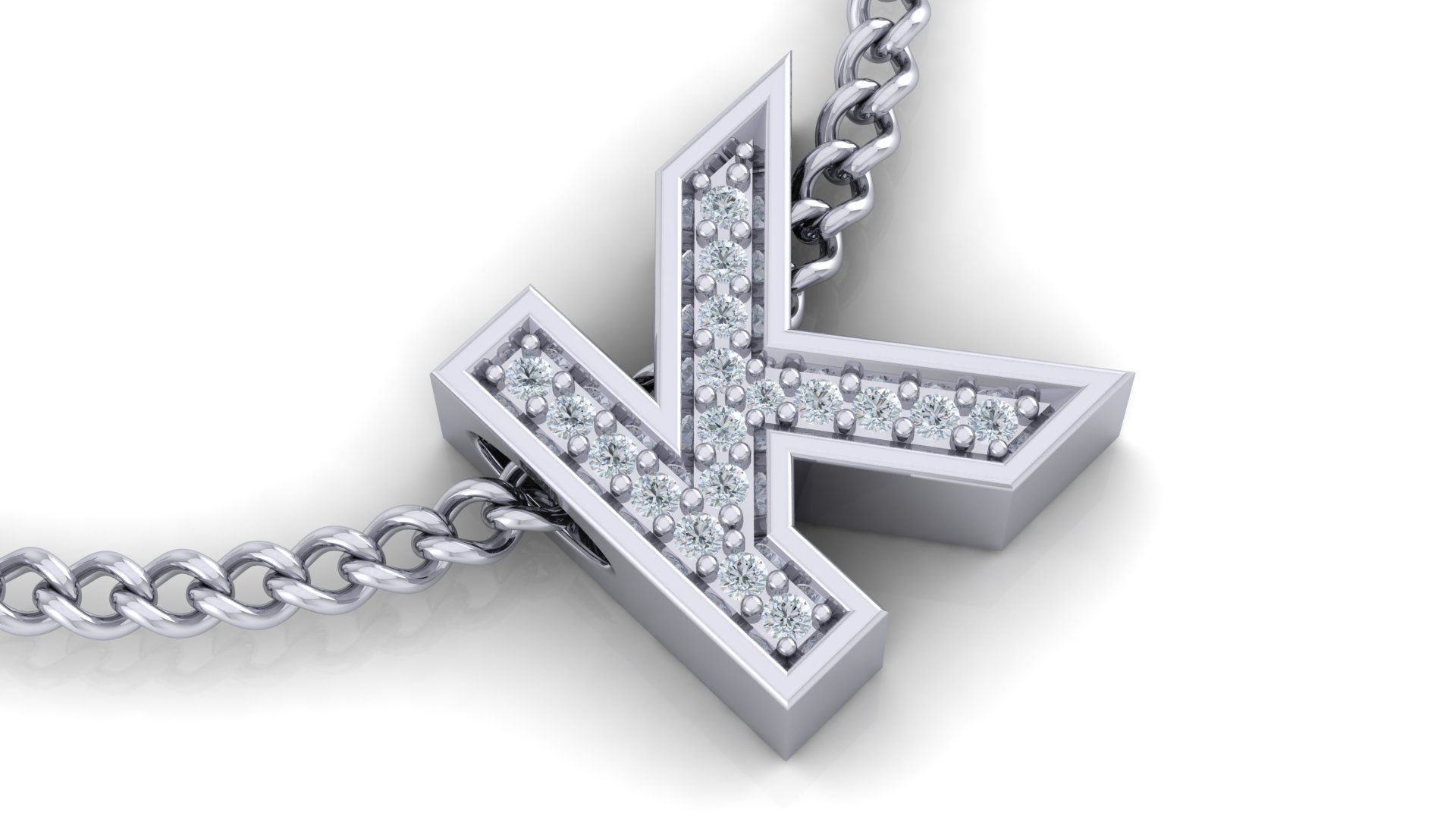 Initial Letter Pendant k 3D print model_1