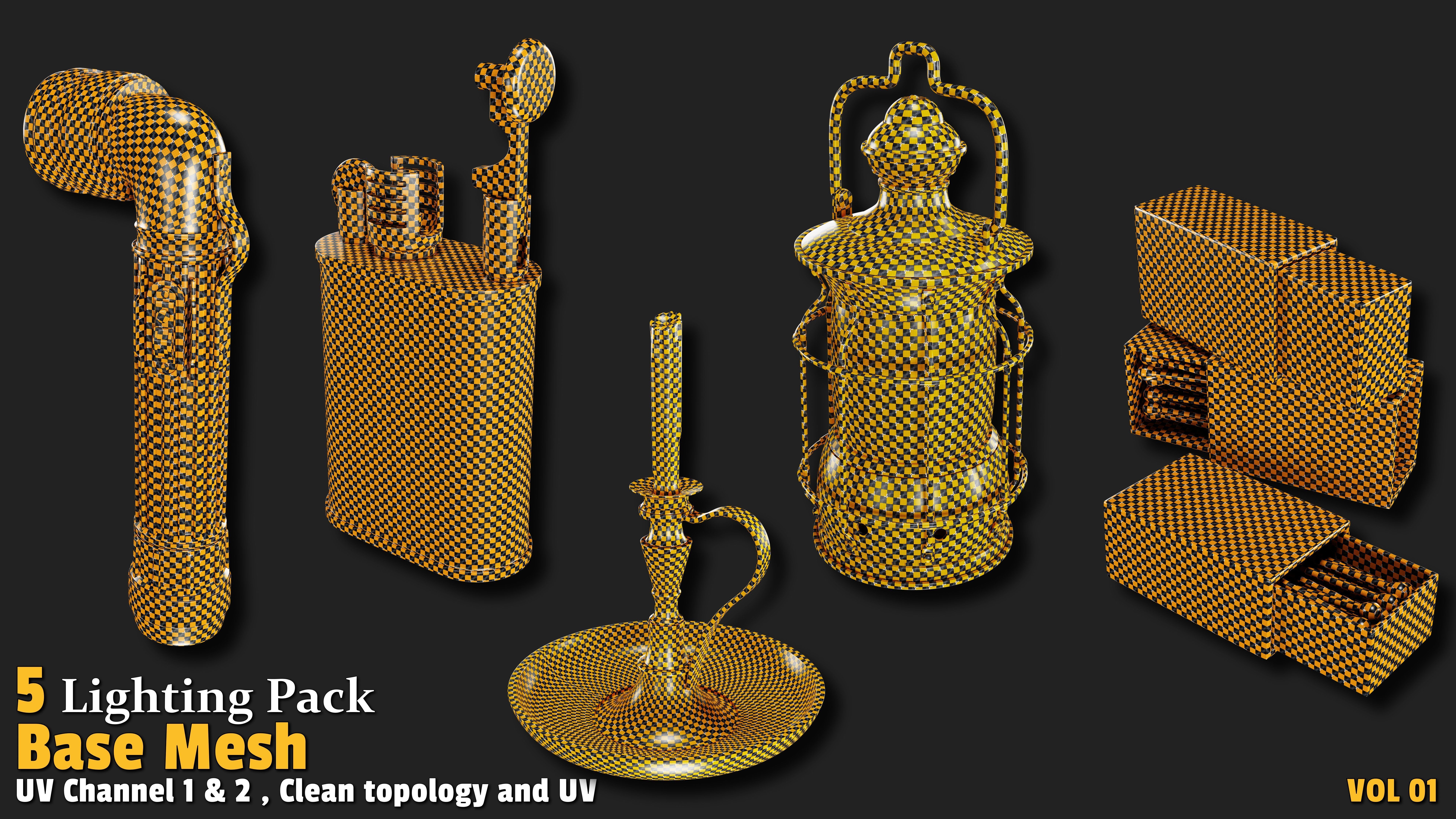 Lighting Props Base Mesh Low-poly 3D model_3