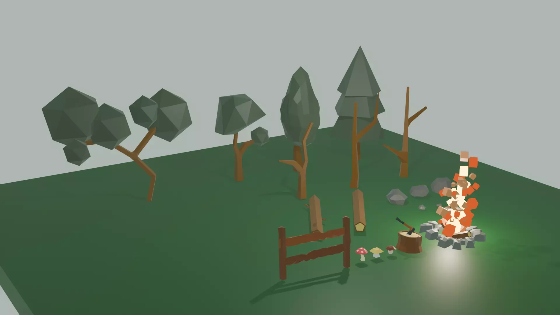 Low Poly Forest Props Pack Free low-poly 3D model