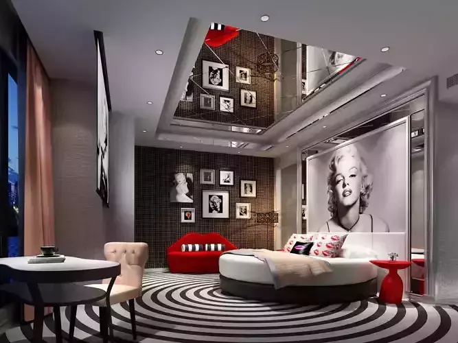 Complete Modern Hotel Room 3D Model Bundle