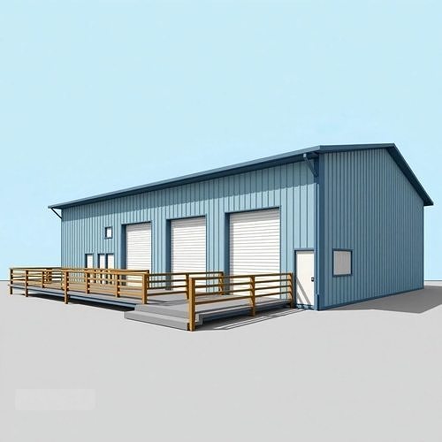 Industrial Warehouse Low-poly 3D model
