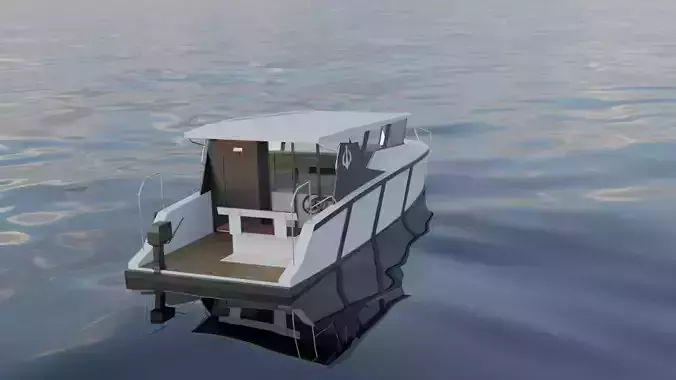 Realistic Low Poly  Small Yacht Cabin Cruiser Boat  Game Ready Low-poly 3D model