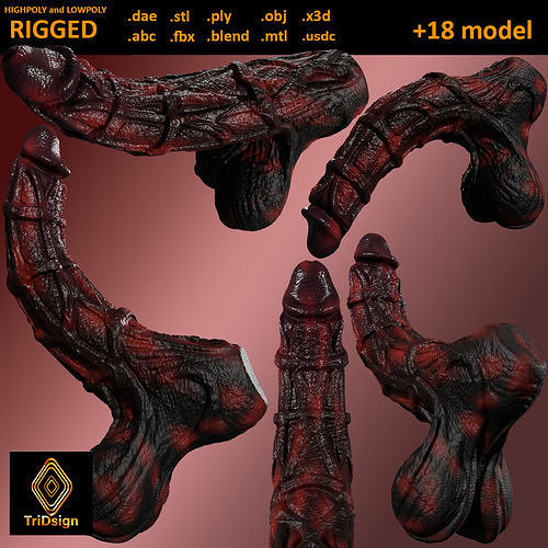 Molgrith Demon Penis Rigged Lowpoly and Highpoly  Low-poly 3D model