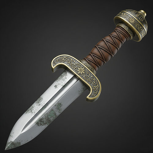 Roman Gladius Sword - Classical short sword with bronze hilt  Low-poly 3D model