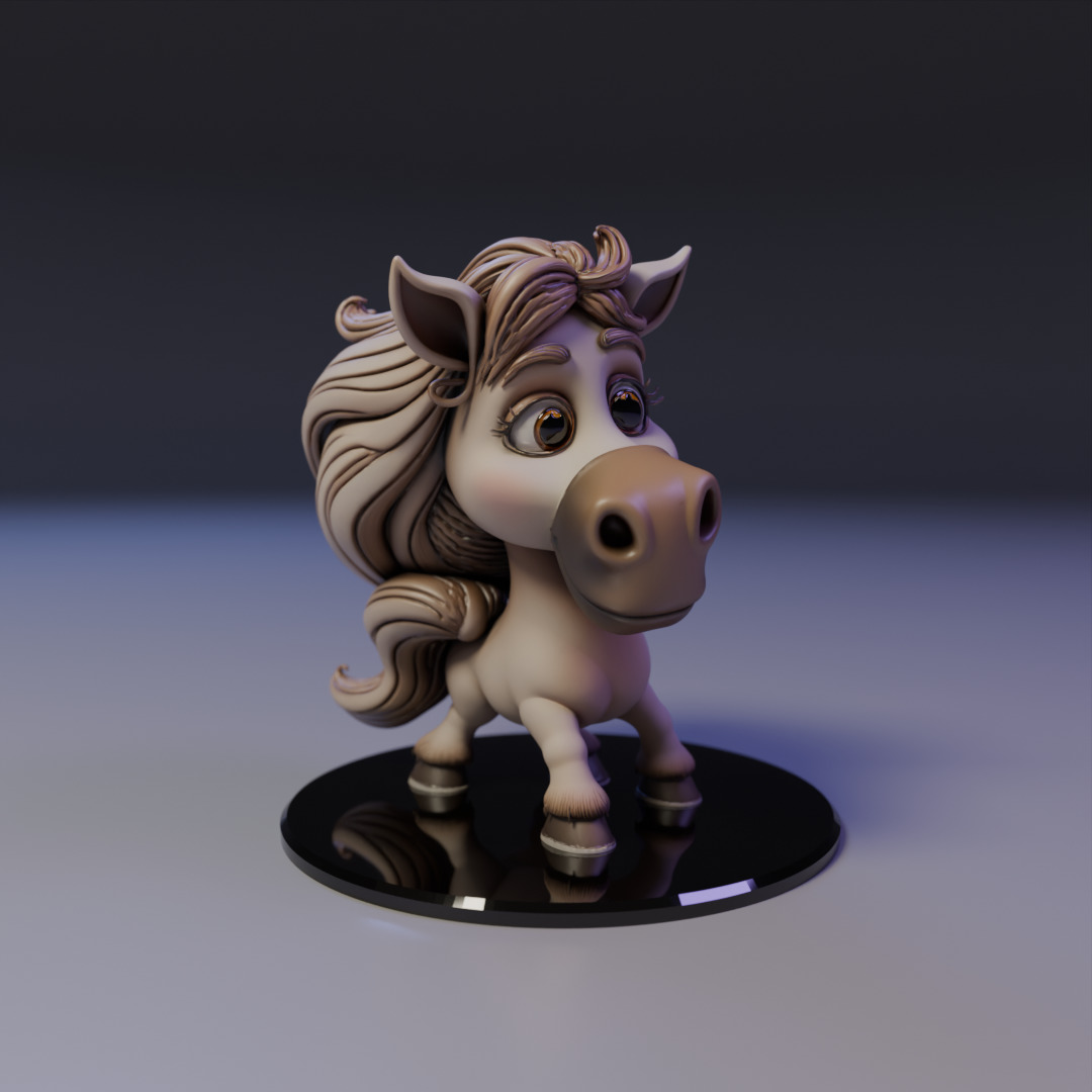 cartoon horse 3D print model_15