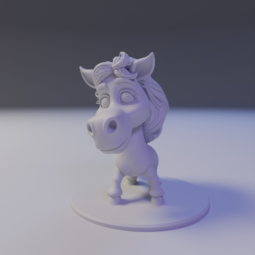 cartoon horse 3D print model_10