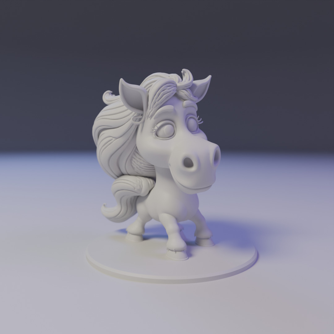 cartoon horse 3D print model_16