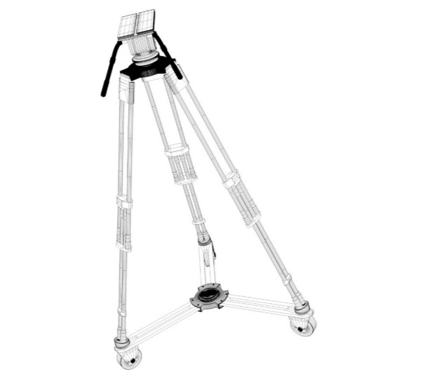 3D TV Studio Camera Pedestal tripod 3D model_7