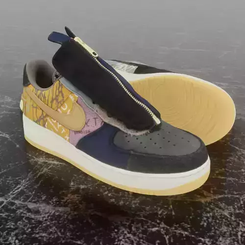 NIKE AIR FORCE 1 CACTUS JACK TRAVIS SCOTT 3D SHOES