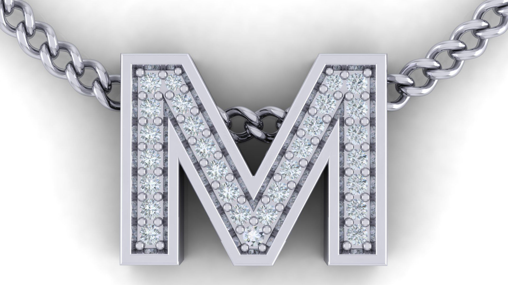 Initial Letter Pendant M 3D print model_1