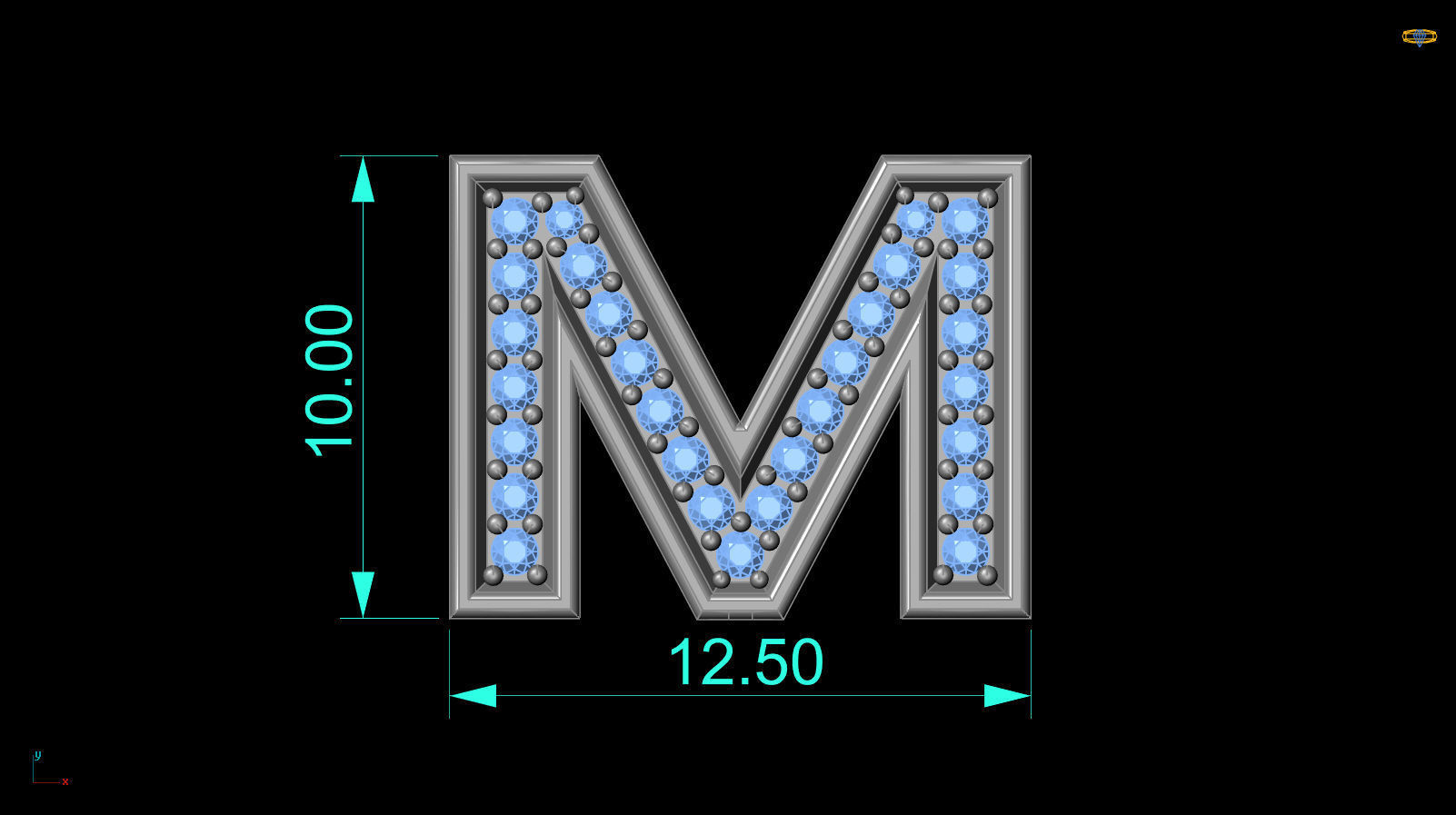 Initial Letter Pendant M 3D print model_3