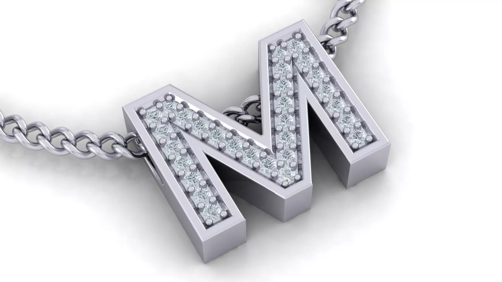 Initial Letter Pendant M 3D print model_0
