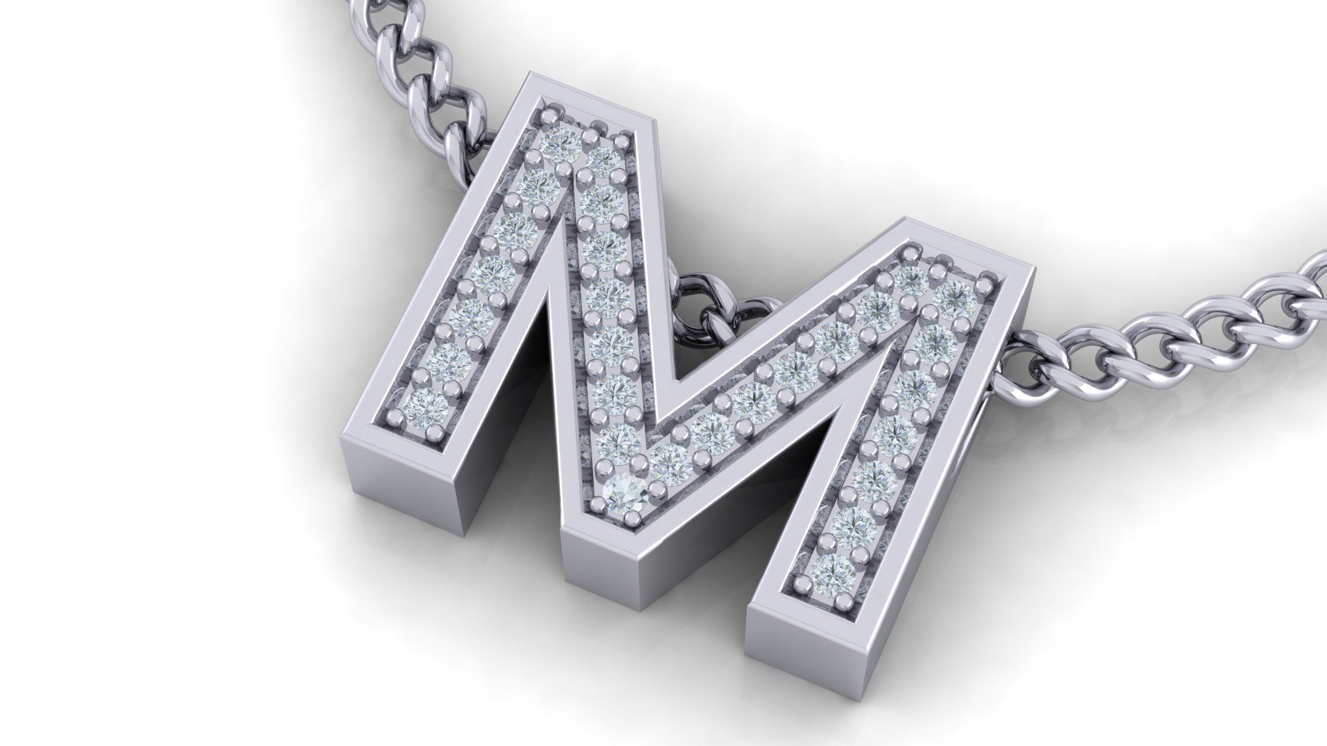 Initial Letter Pendant M 3D print model_2