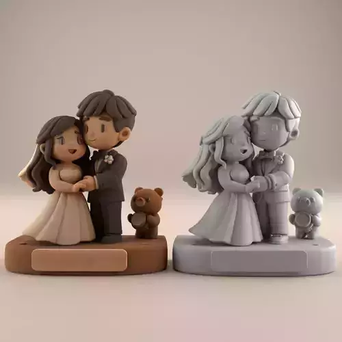 Wedding Couple Figurine 3D Model STL File 3D print model